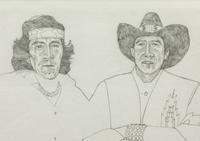 Two Works: Two Figures and Indian with Headband, together with a letter from the artist