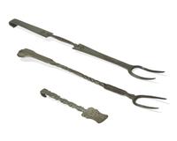 A Group of Three Steel or Wrought Iron Kitchen Implements