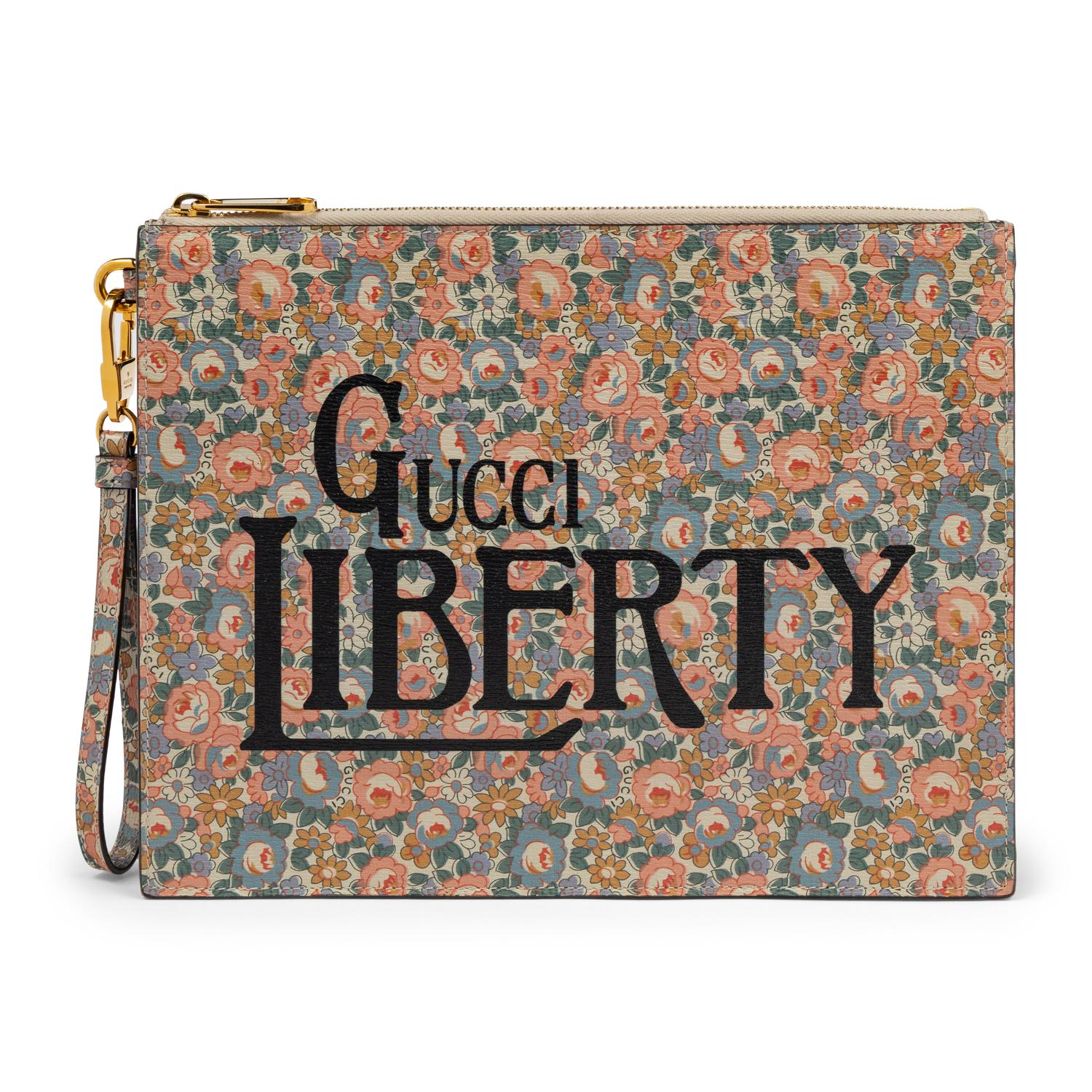 GUCCI x LIBERTY, FLORAL-PRINT LEATHER CLUTCH