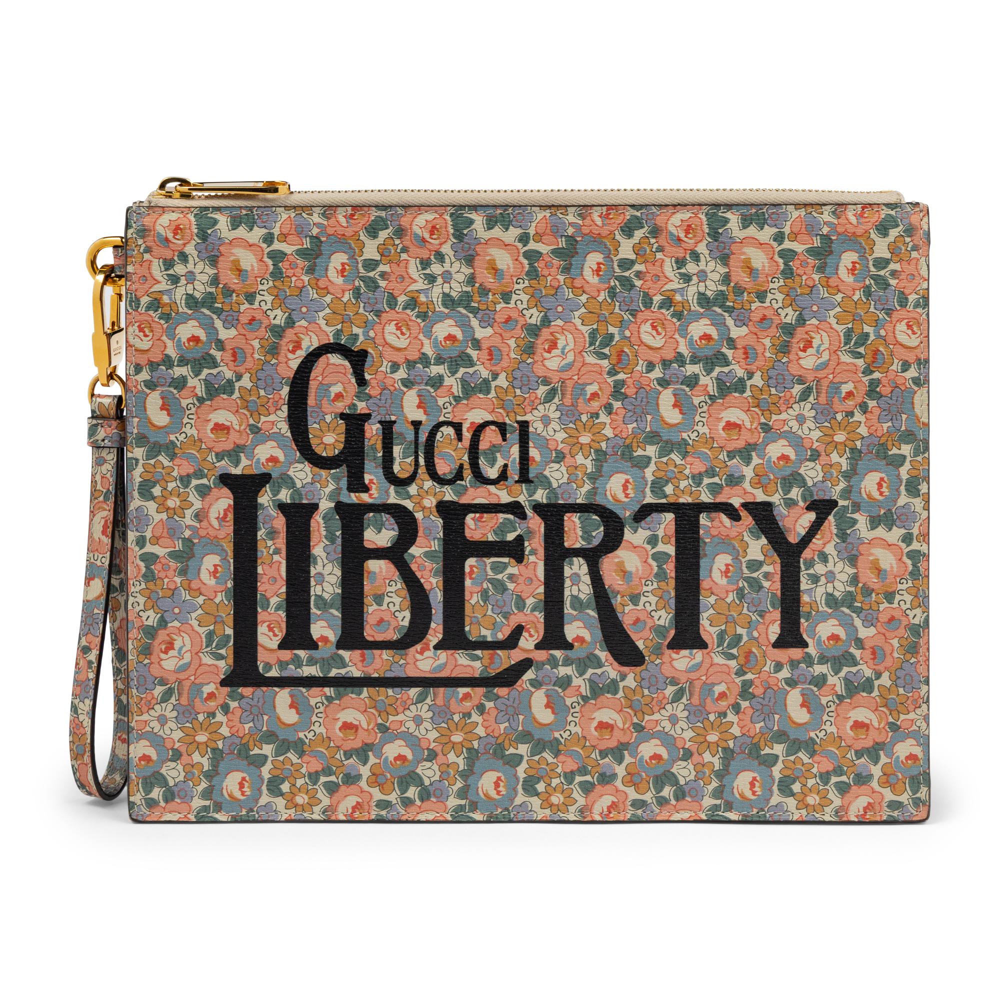 GUCCI x LIBERTY, FLORAL-PRINT LEATHER CLUTCH