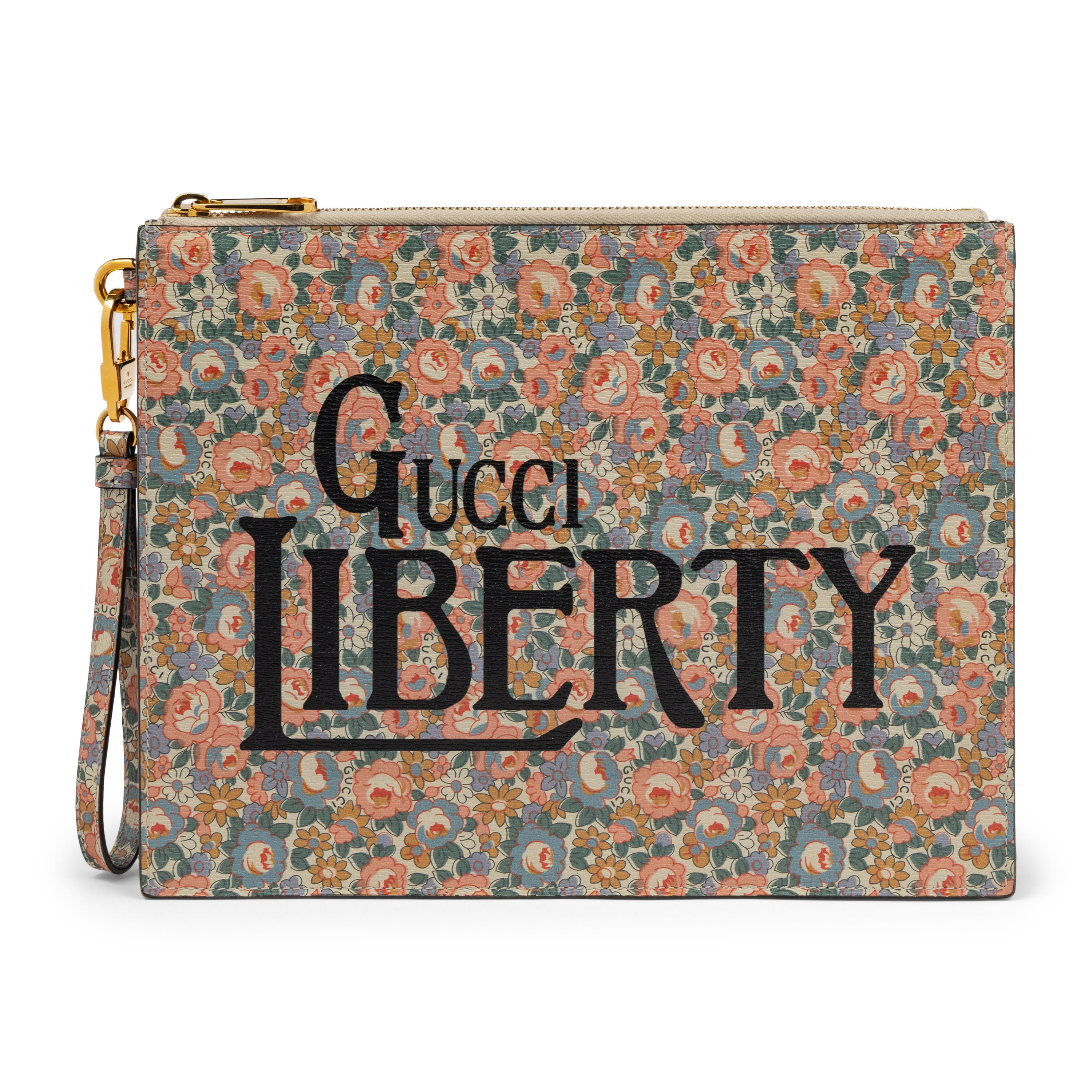 GUCCI x LIBERTY, FLORAL-PRINT LEATHER CLUTCH