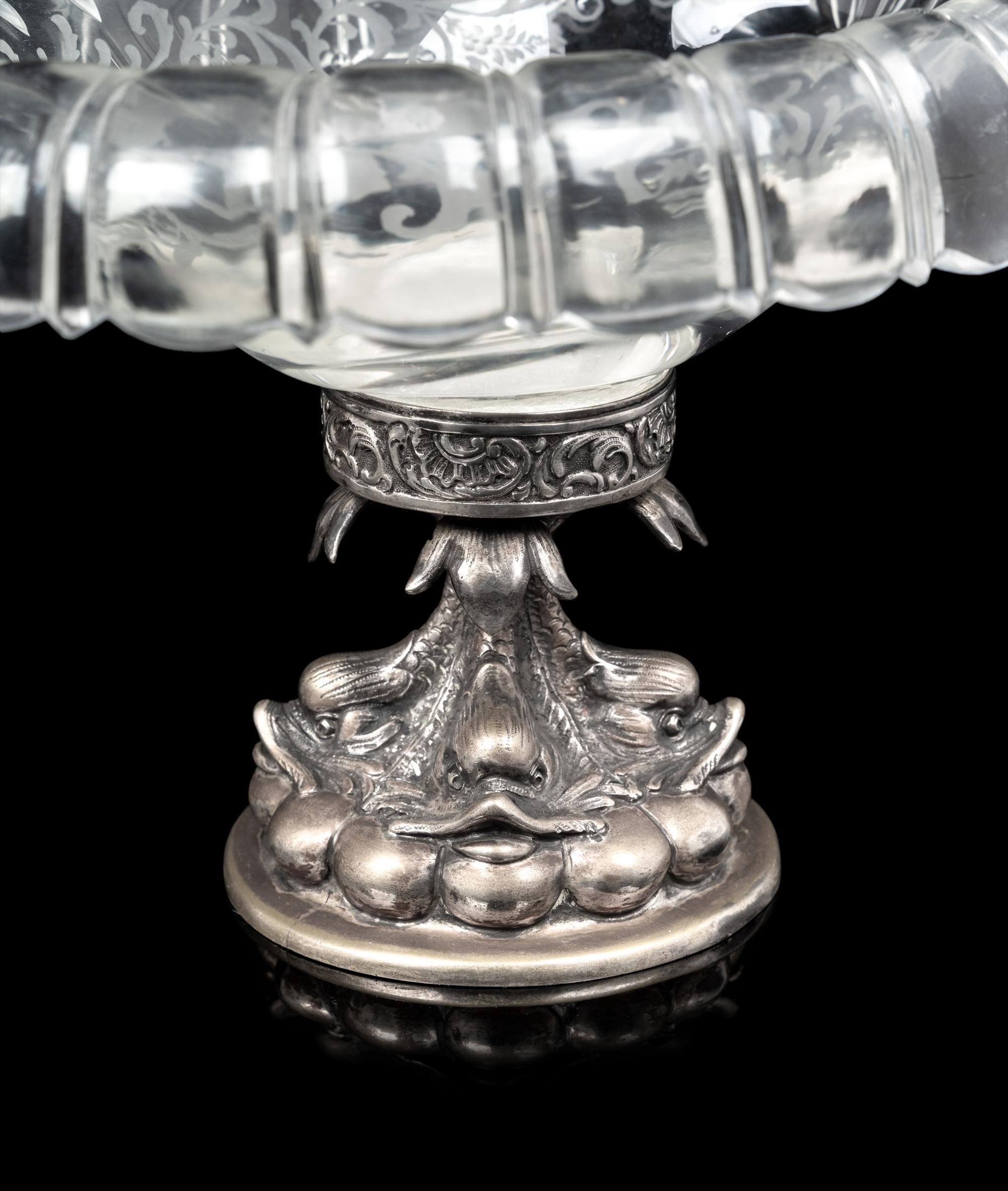 A Pair of German Silver Mounted Glass Bowls