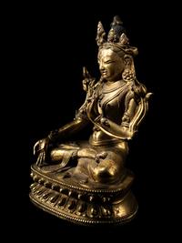 A Sino-Tibetan Gilt Bronze Figure of Tara