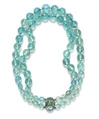 A Silver, Aquamarine and Green Beryl Double Strand Necklace, Suzanne Belperron,