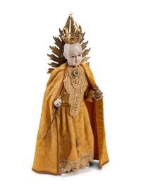 A Spanish Silver-Mounted Figure of a Saint
