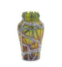 An Austrian Iridescent Glass Vase Height 5 3/8 inches.