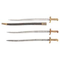 Three US Saber Bayonets for Colt Alteration Mississippi Rifles, One with Scabbard
