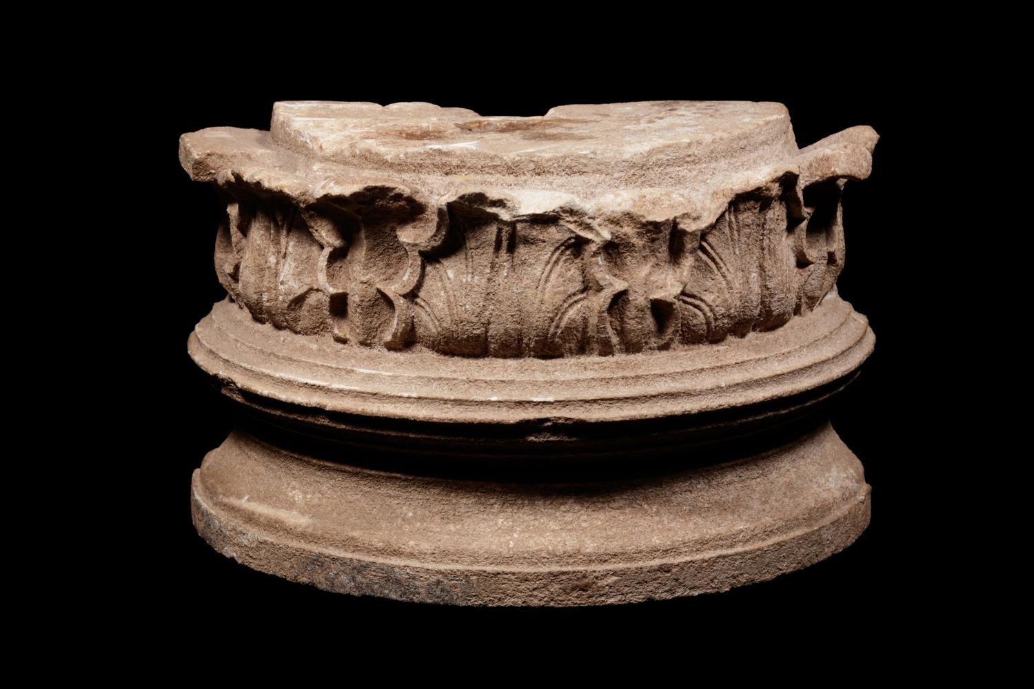 A Tarantine Limestone Column Capital and Base Pilaster