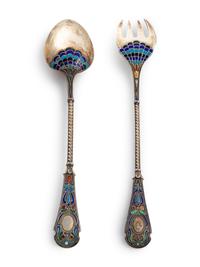 A Group of Four Enameled Silver Articles