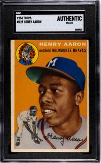 A 1954 Topps Hank Aaron Rookie Baseball Card No. 128 (SGC Authentic)