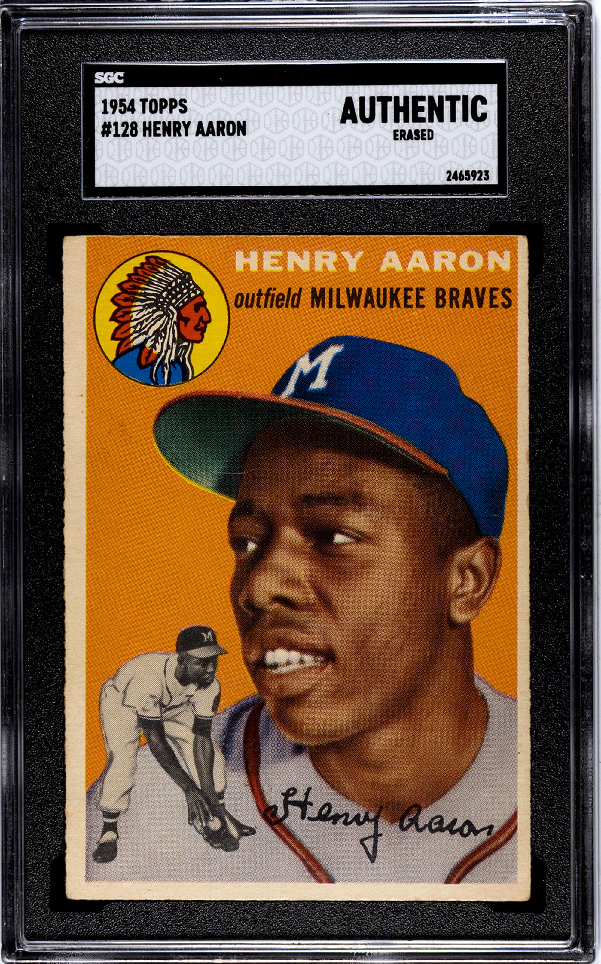 A 1954 Topps Hank Aaron Rookie Baseball Card No. 128 (SGC Authentic)