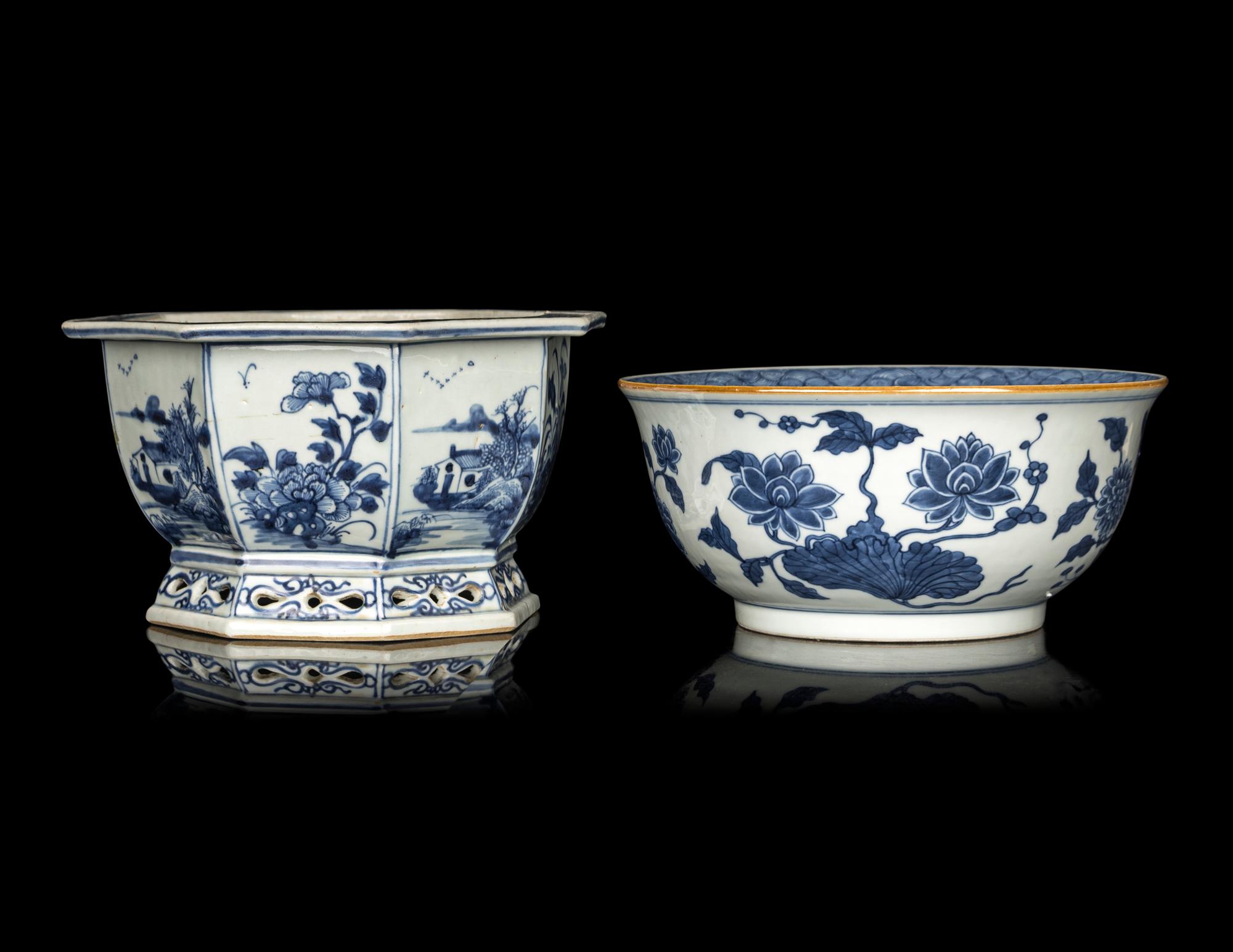Two Chinese Blue and White Porcelain Vessels