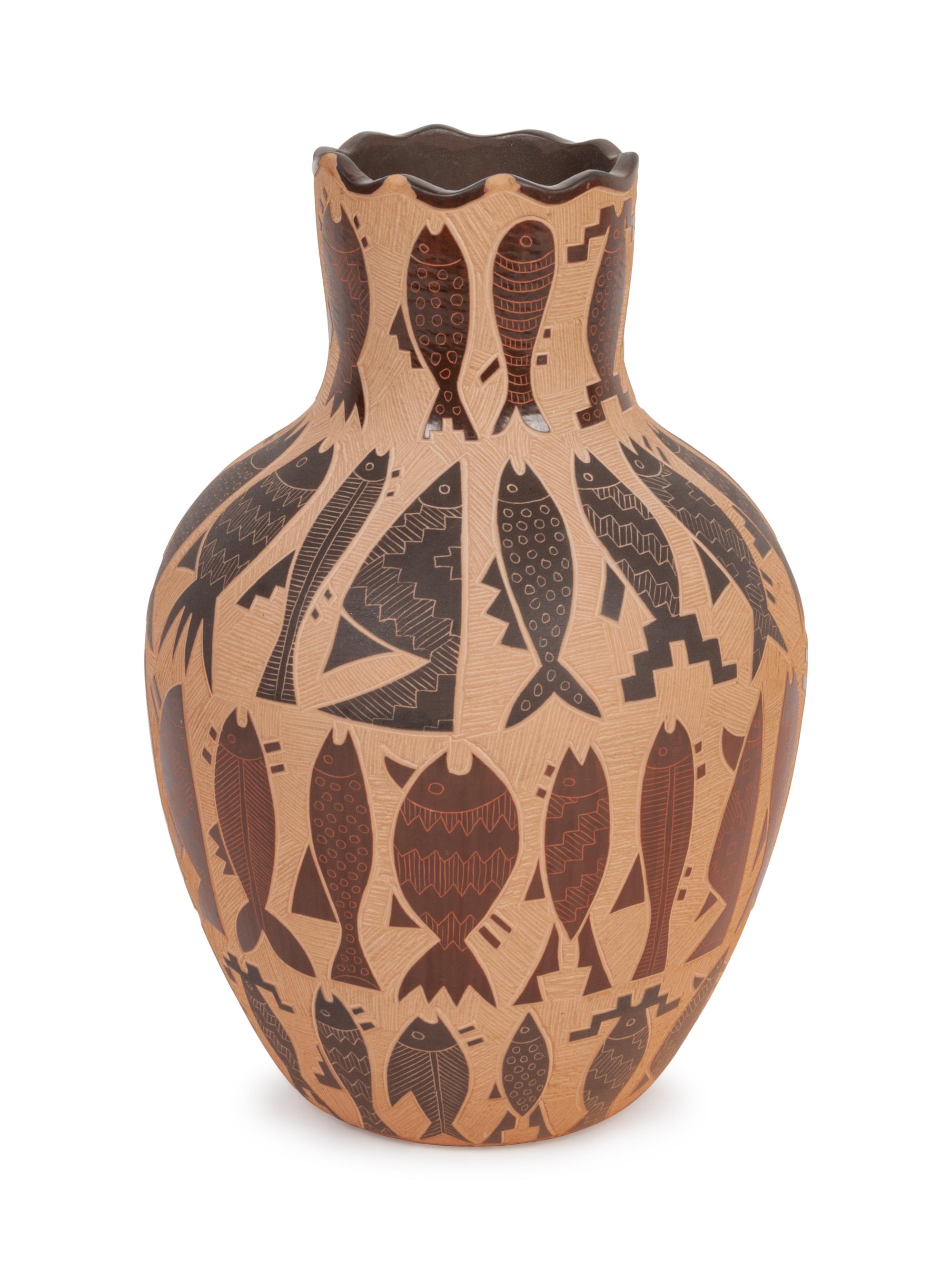 Polychrome Vase, with Sgraffito Decoration