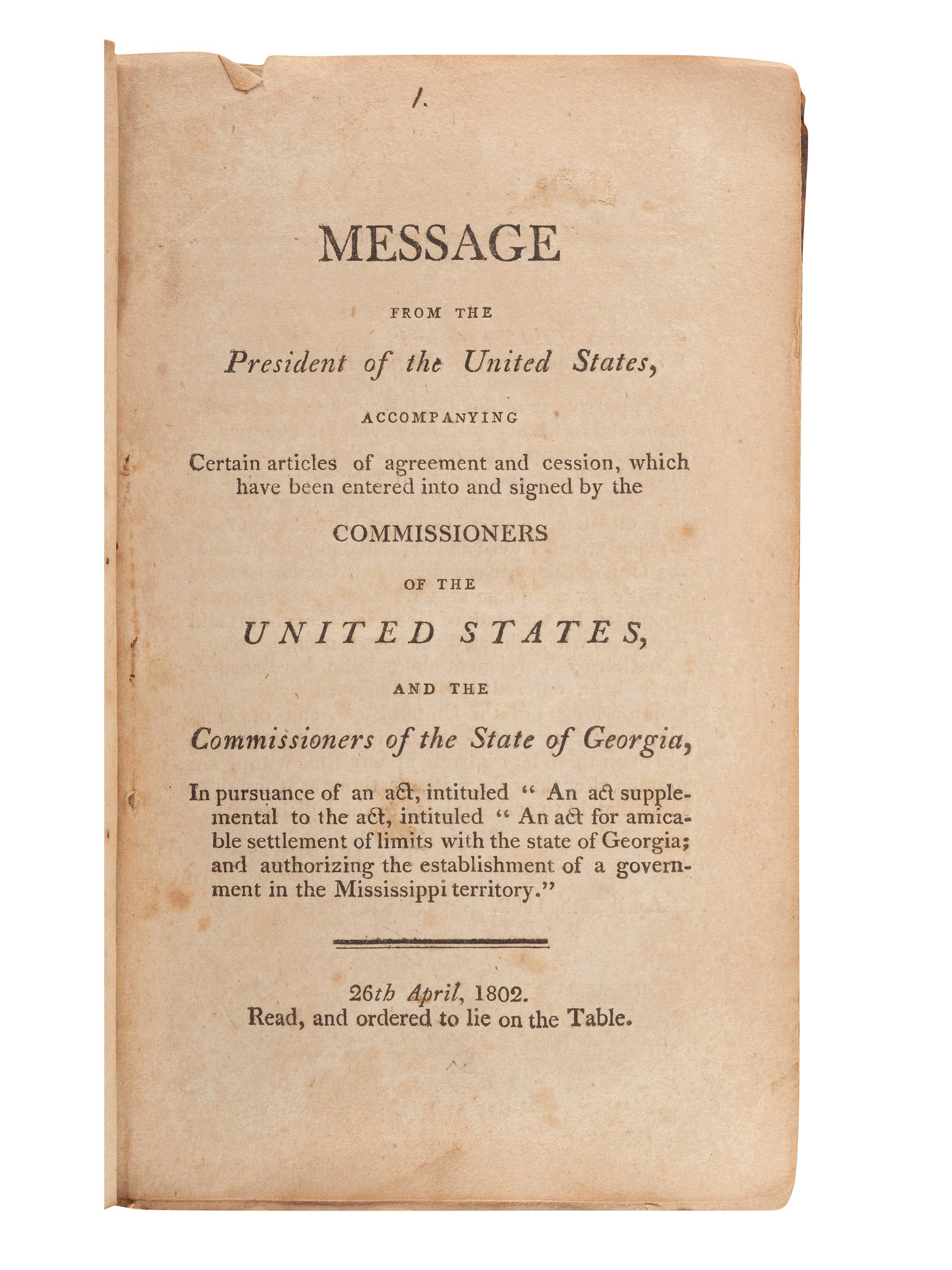 [POLITICS IN AMERICA]. A group of 18th century Congressional publications, comprising: