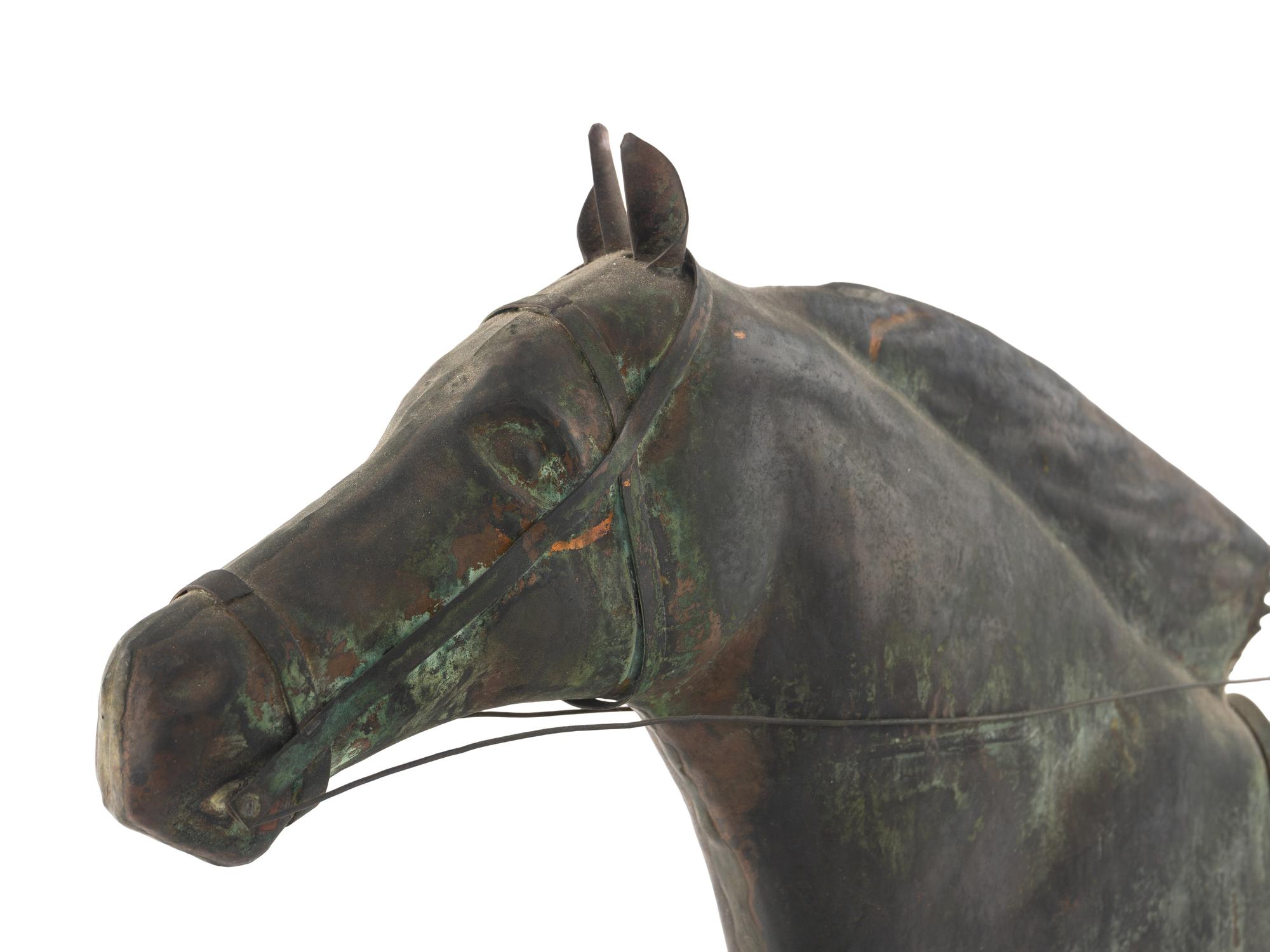 A Molded Copper and Cast Zinc Horse and Sulky