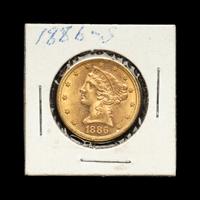 An 1886-S Liberty Head $5 Gold Coin