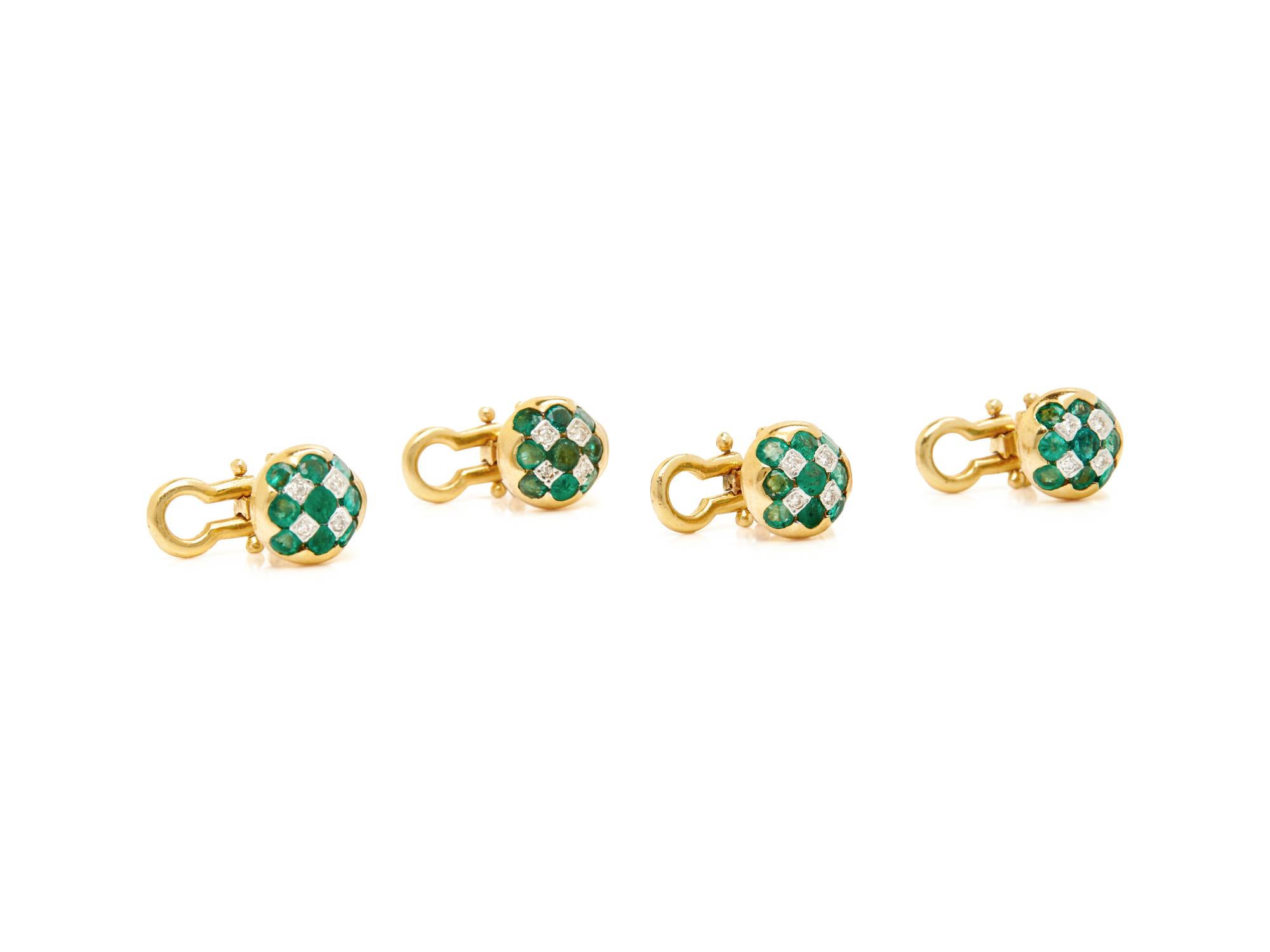 YELLOW GOLD, EMERALD, AND DIAMOND DRESS SET