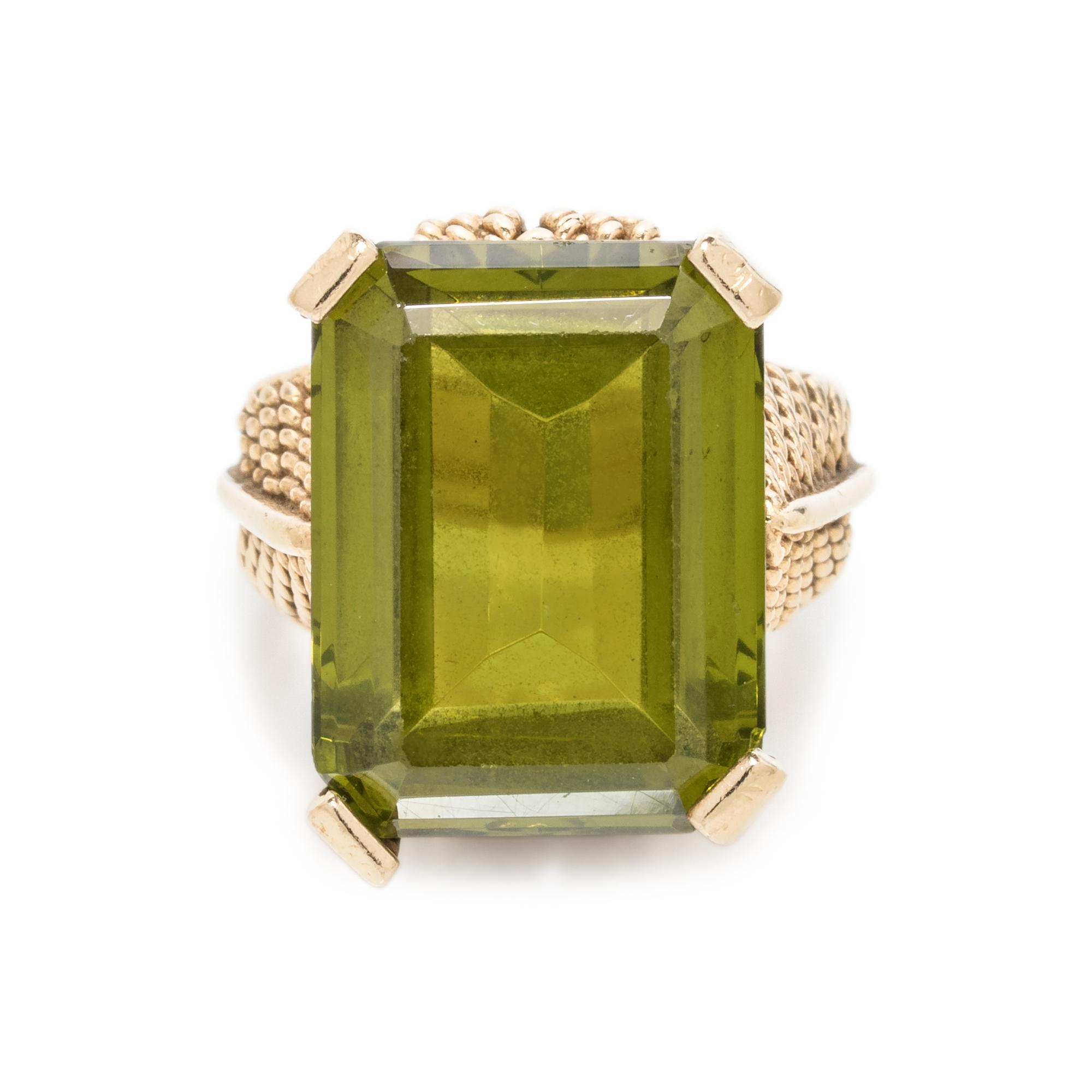 GREEN SYNTHETIC SPINEL RING