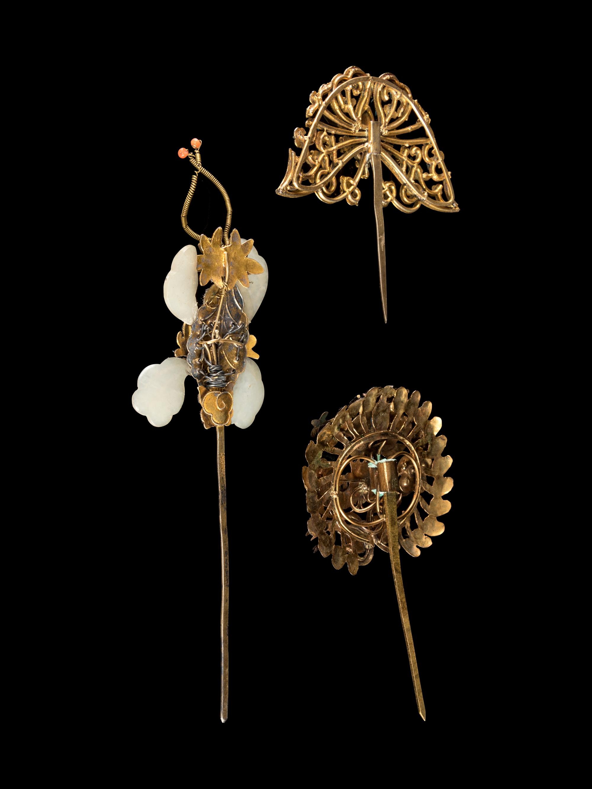 Three Kingfisher Feather Hair Pins