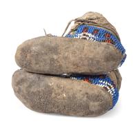 Northern Plains Toddler's Beaded Buffalo Hide Hightop Moccasins