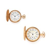 COLLECTION OF 14K YELLOW GOLD HUNTER CASE POCKET WATCHES
