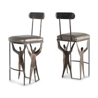 Mario Villa 20th Century — Two cut-steel and vinyl Stools