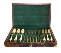 An Important Empire Silver-Gilt Flatware Service, Francois-Dominique Naudin and Martin Guillaume Biennais, Paris, Circa 1804-1814, comp