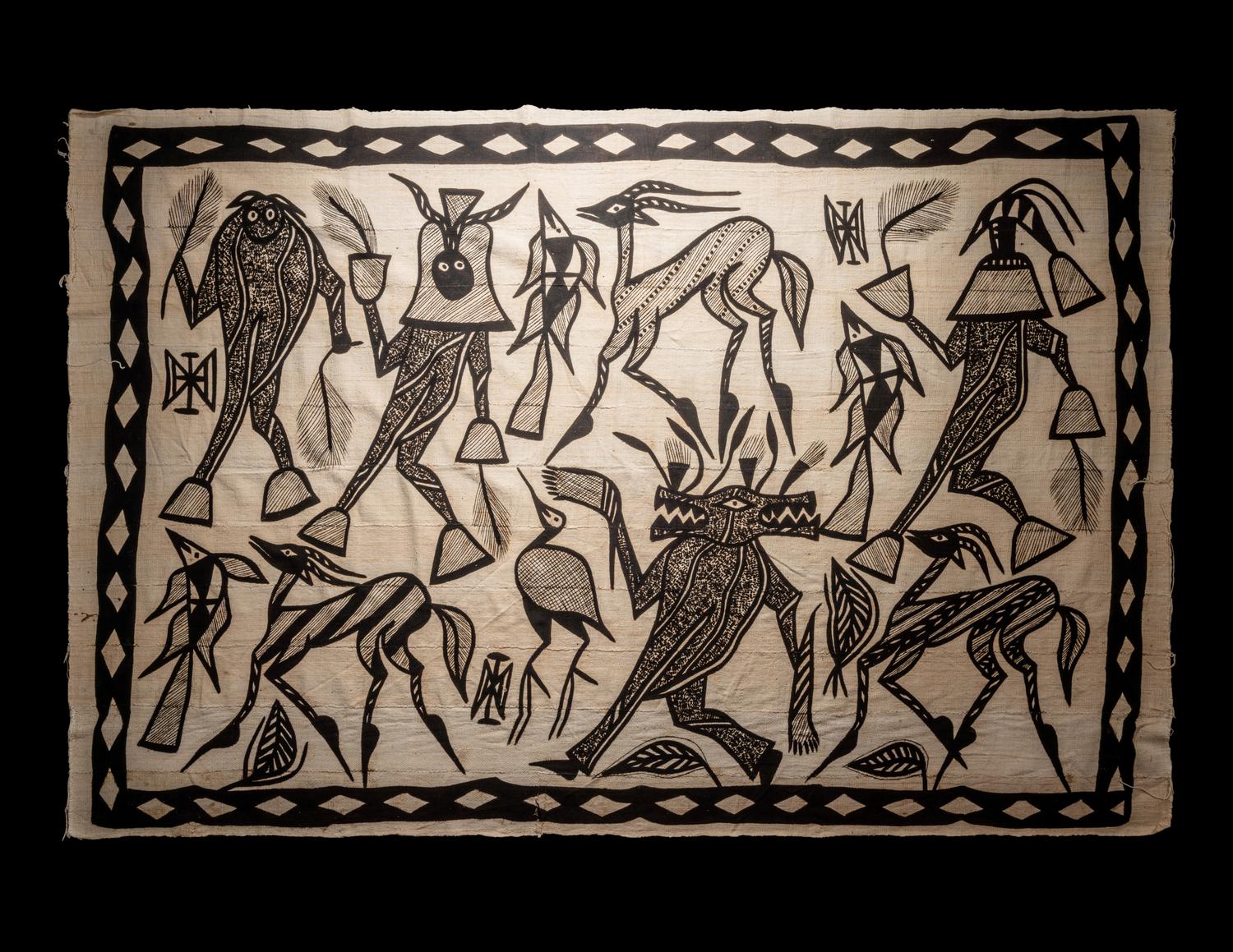 A Senufo Painted Mud Cloth Wall Hanging