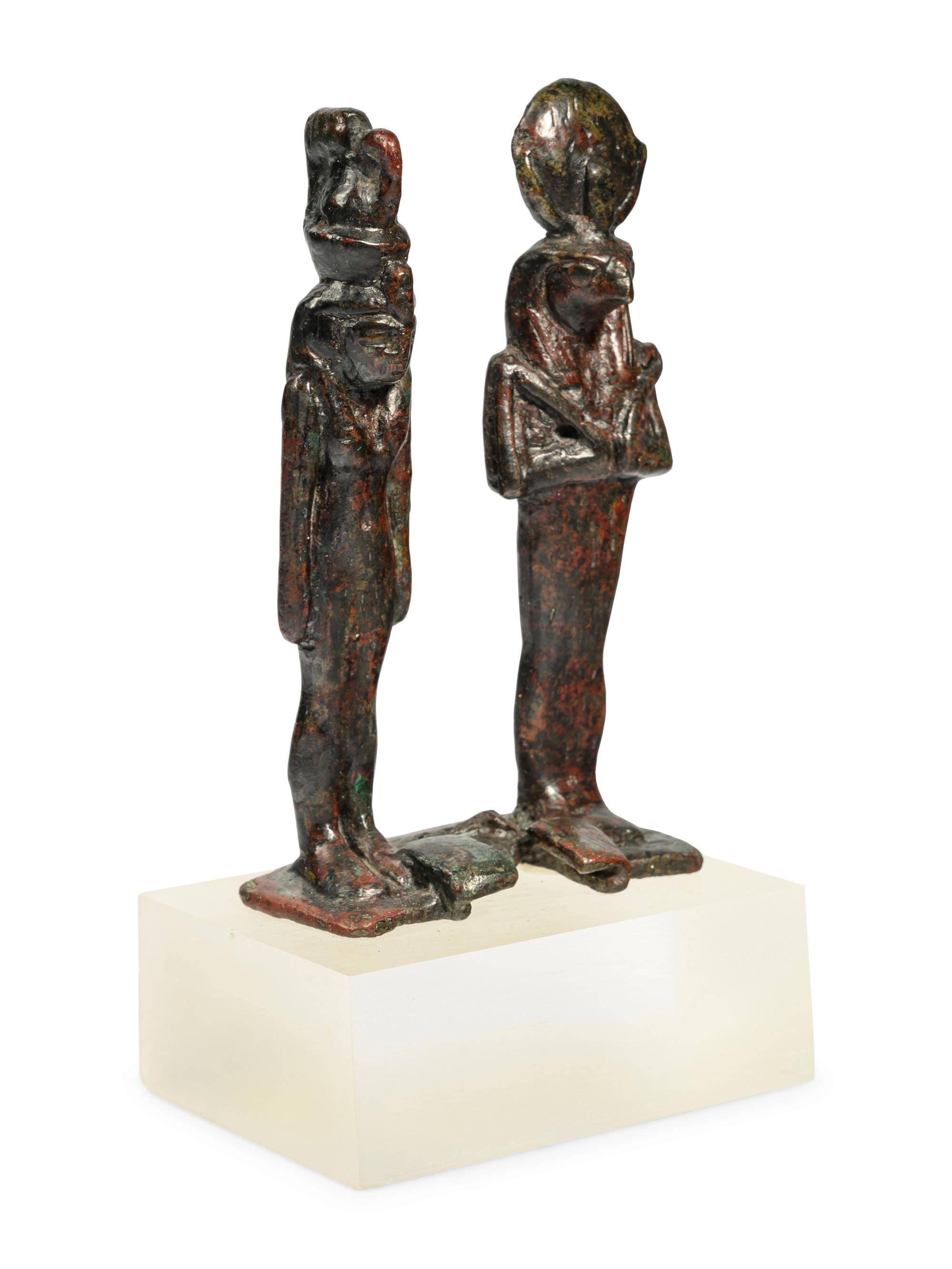 An Egyptian Bronze Dyad of Isis and Horus