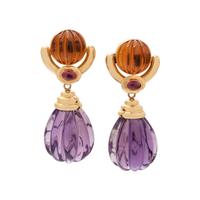 MAZ, YELLOW GOLD AND MULTIGEM EARCLIPS