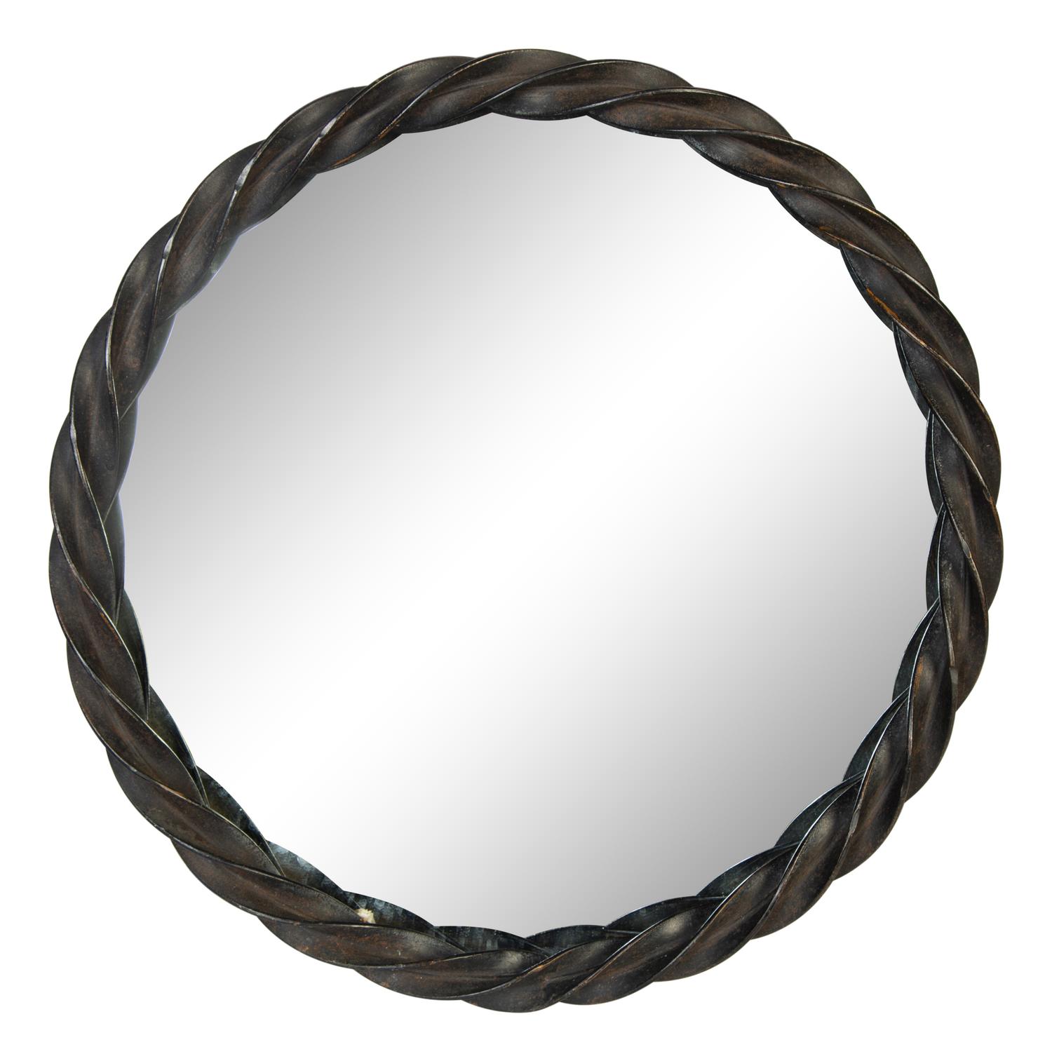 A French Twisted Bronze Round Wall Mirror — First-Half, 20th Century