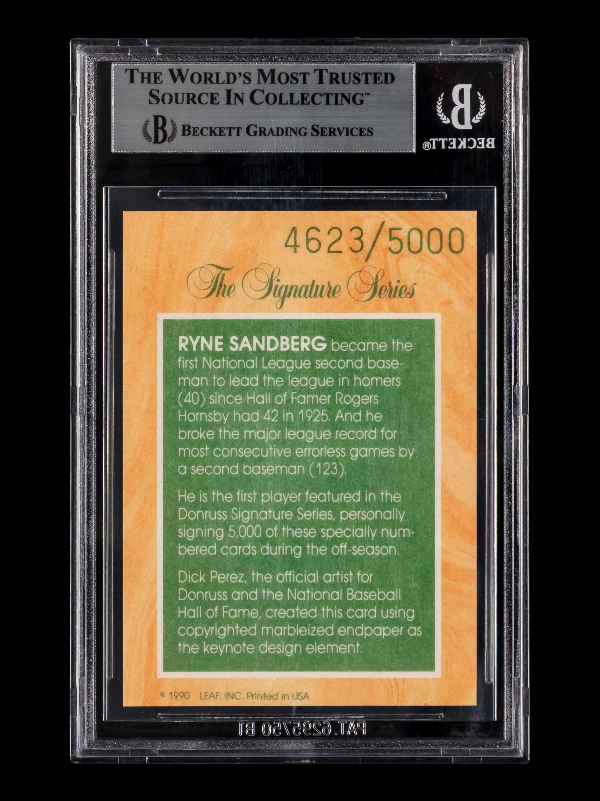 A 1991 Donruss Elite Signature Series Ryan Sandberg Signed Limited Baseball Card (BGS 8.5 NM-MT+)