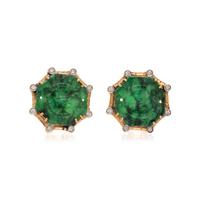 CARVED JADE AND DIAMOND EARCLIPS