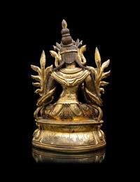 A Sino-Tibetan Gilt Bronze Figure of Green Tara