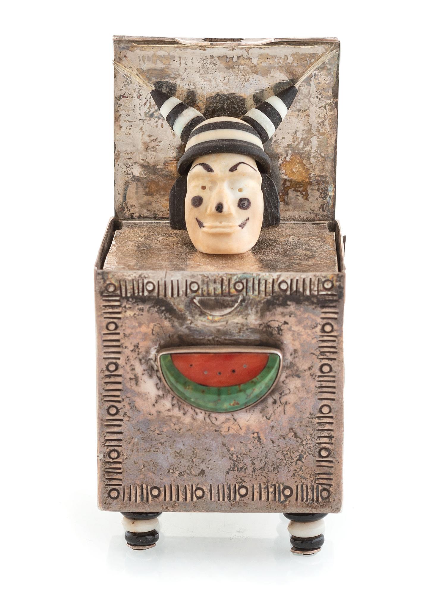 Kosa in the Box, Silver and Mosaic Inlay Lidded Box