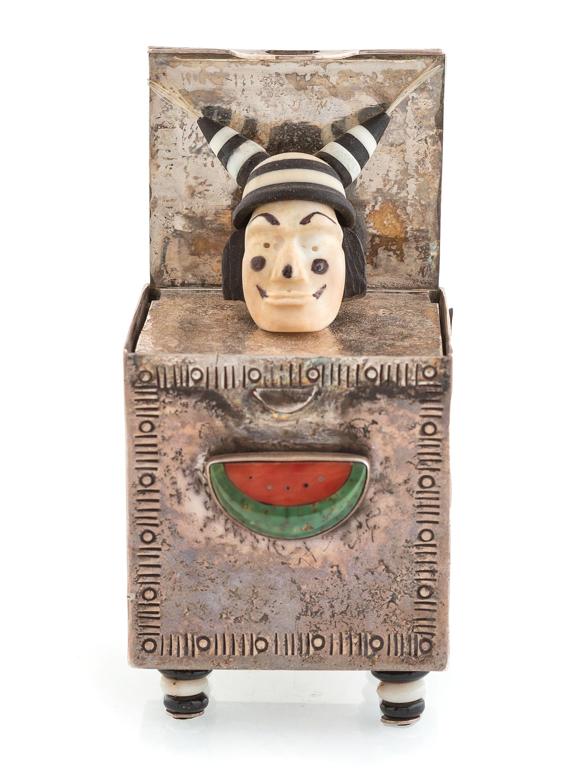 Kosa in the Box, Silver and Mosaic Inlay Lidded Box