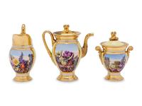A Paris Porcelain Pale Yellow-Ground Seven-Piece Tea Service