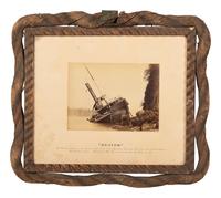 [TRANSPORTATION]. Albumen photograph of the steamship Beaver after wrecking at Calamity Point, British Columbia in 1888.