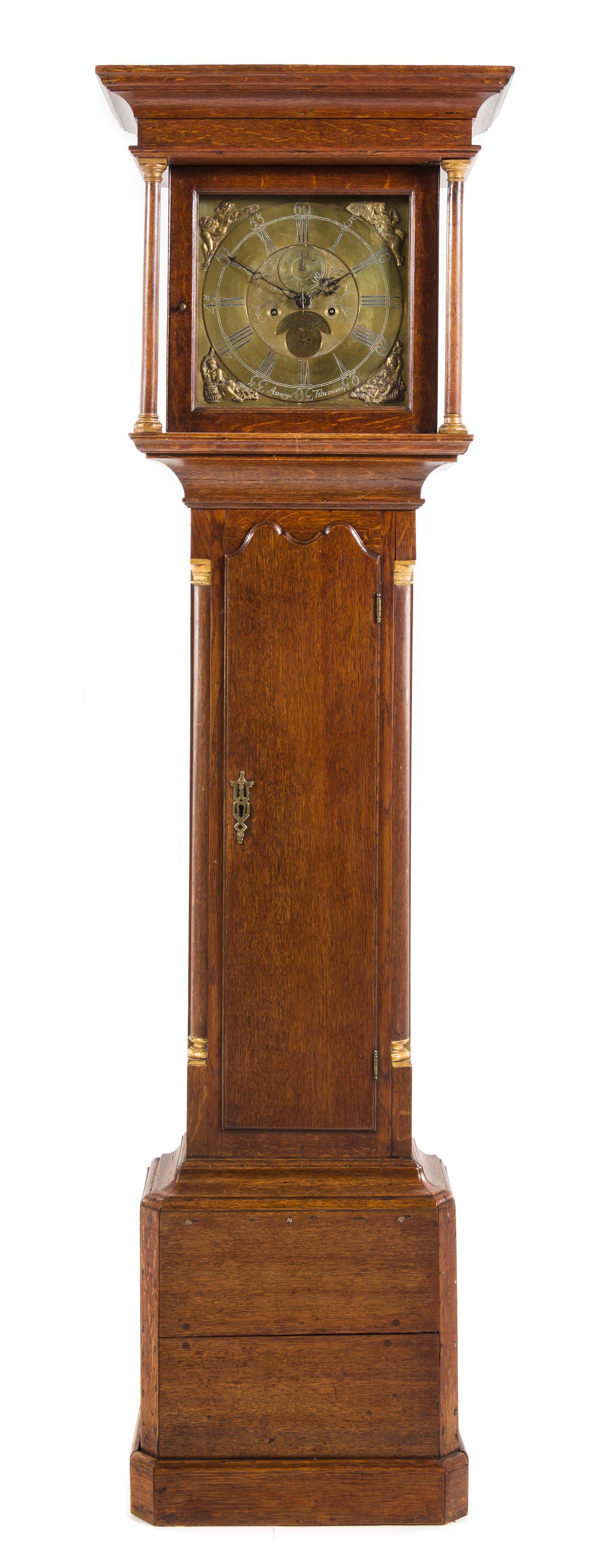 A George III Oak Tall Case Clock Height 81 1/2 x width 23 x depth 12 inches. — 18TH CENTURY