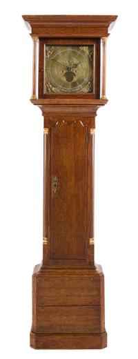 A George III Oak Tall Case Clock Height 81 1/2 x width 23 x depth 12 inches. — 18TH CENTURY