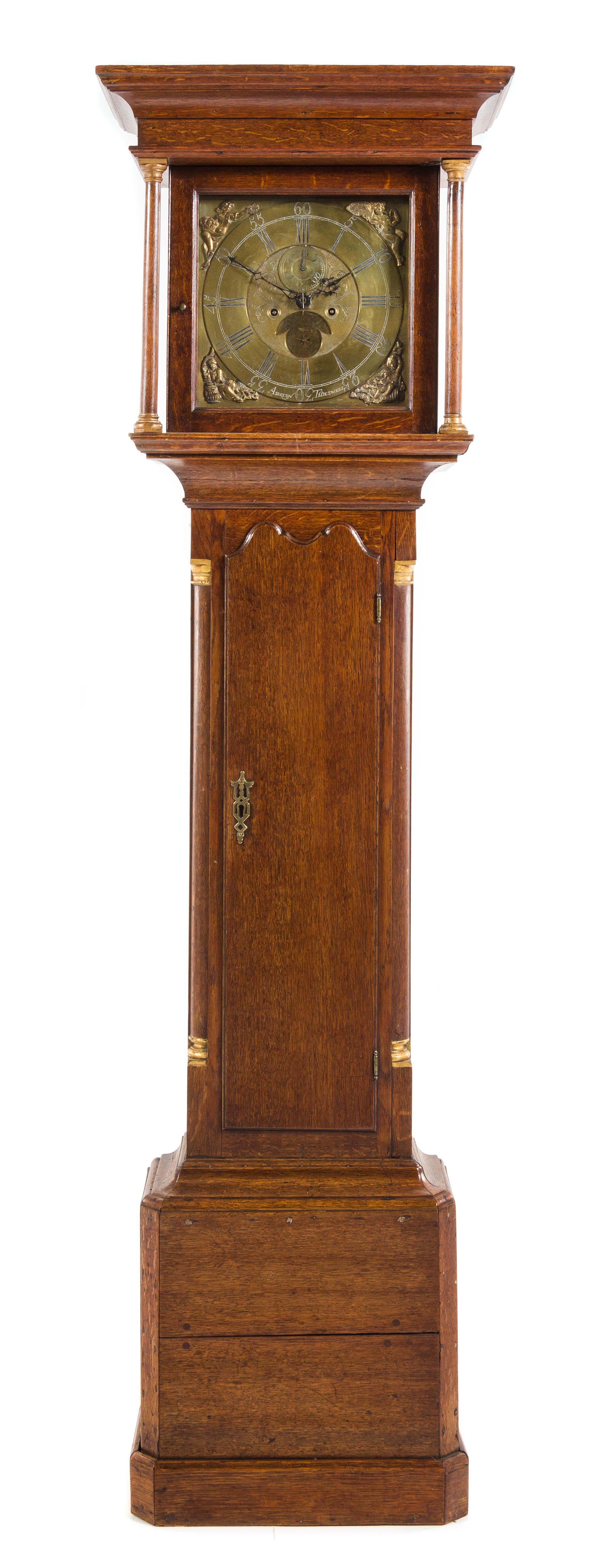 A George III Oak Tall Case Clock Height 81 1/2 x width 23 x depth 12 inches. — 18TH CENTURY