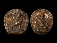 A Pair of Sino-Tibetan Gilt Bronze Votives of Bodhisattva