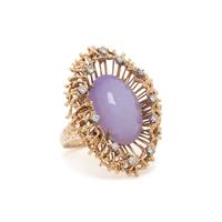 YELLOW GOLD, LAVENDER JADE AND DIAMOND RING