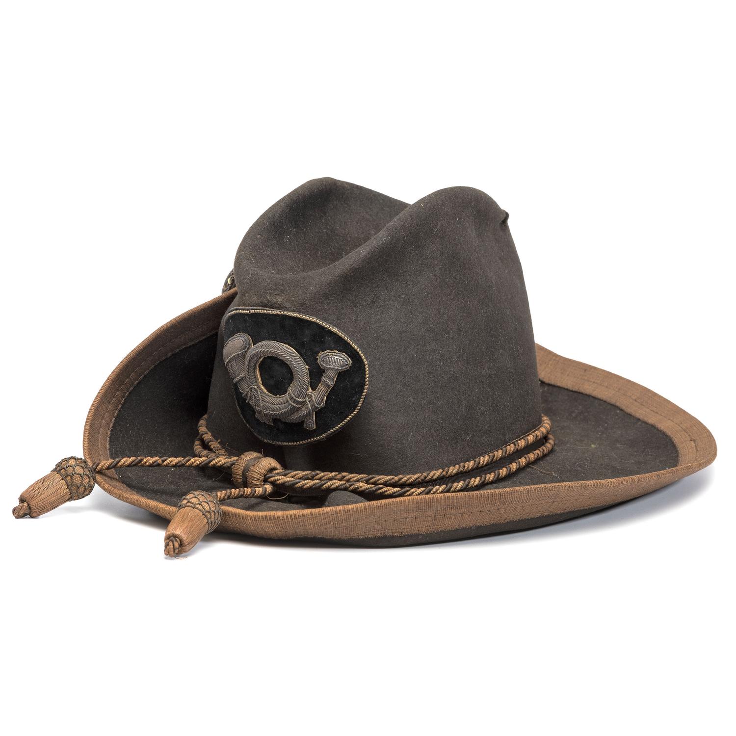 Two Army slouch hats identified to Captain Charles E. Nash, Company F, 19th Maine Infantry.