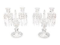 A Pair of Baccarat Molded Glass Two-Light Candelabra