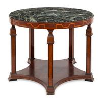 An Empire Style Inlaid and Ebonized Mahogany and Marble-Top Table