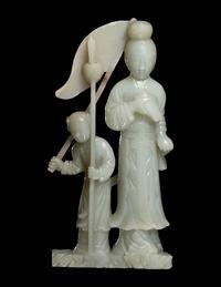 A Chinese Pale Celadon Jade Figural Group