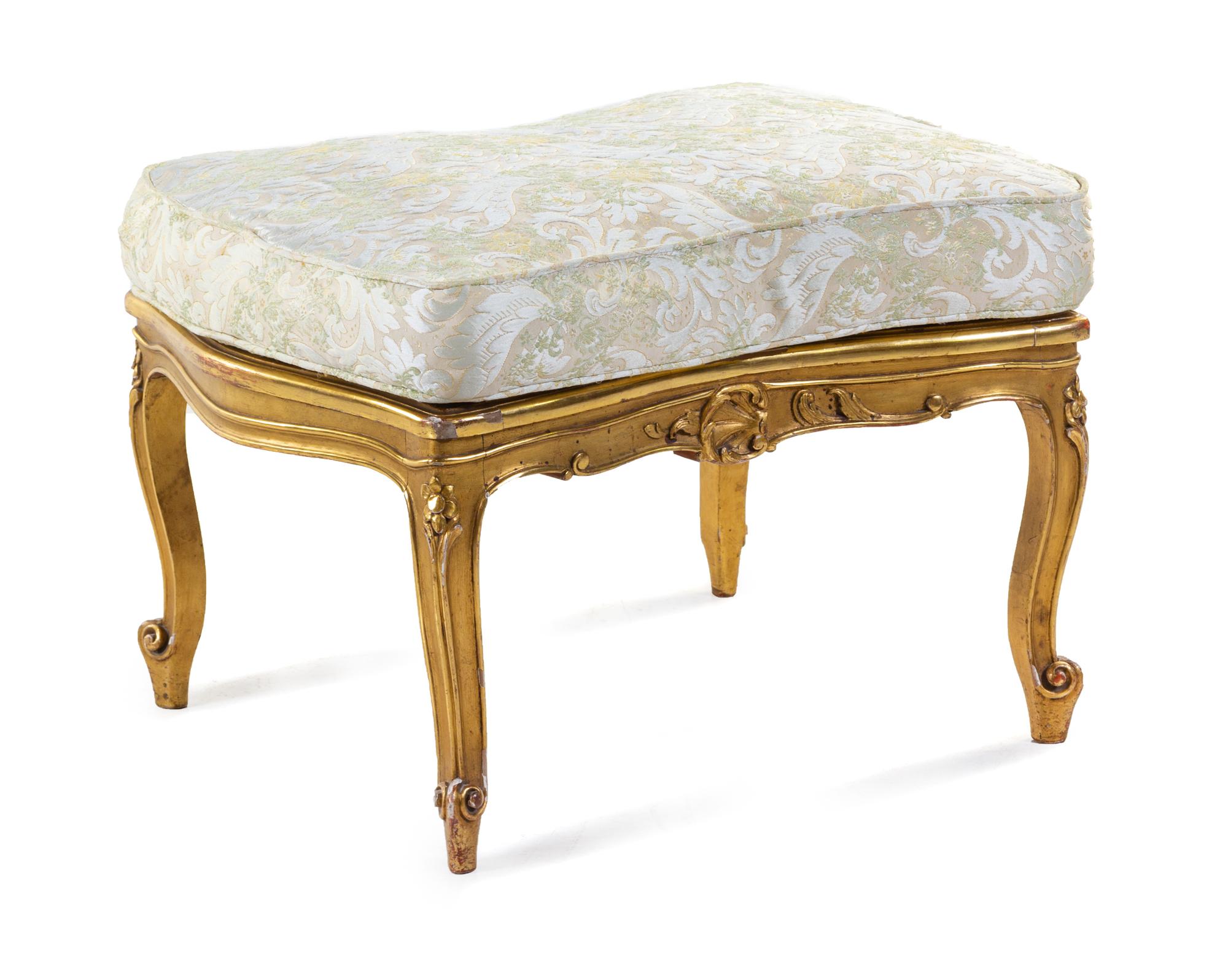 A Louis XV Style Giltwood Ottoman