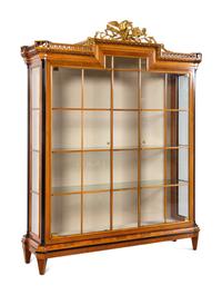 A Baker Neoclassical Style Parcel Gilt Walnut Vitrine Cabinet