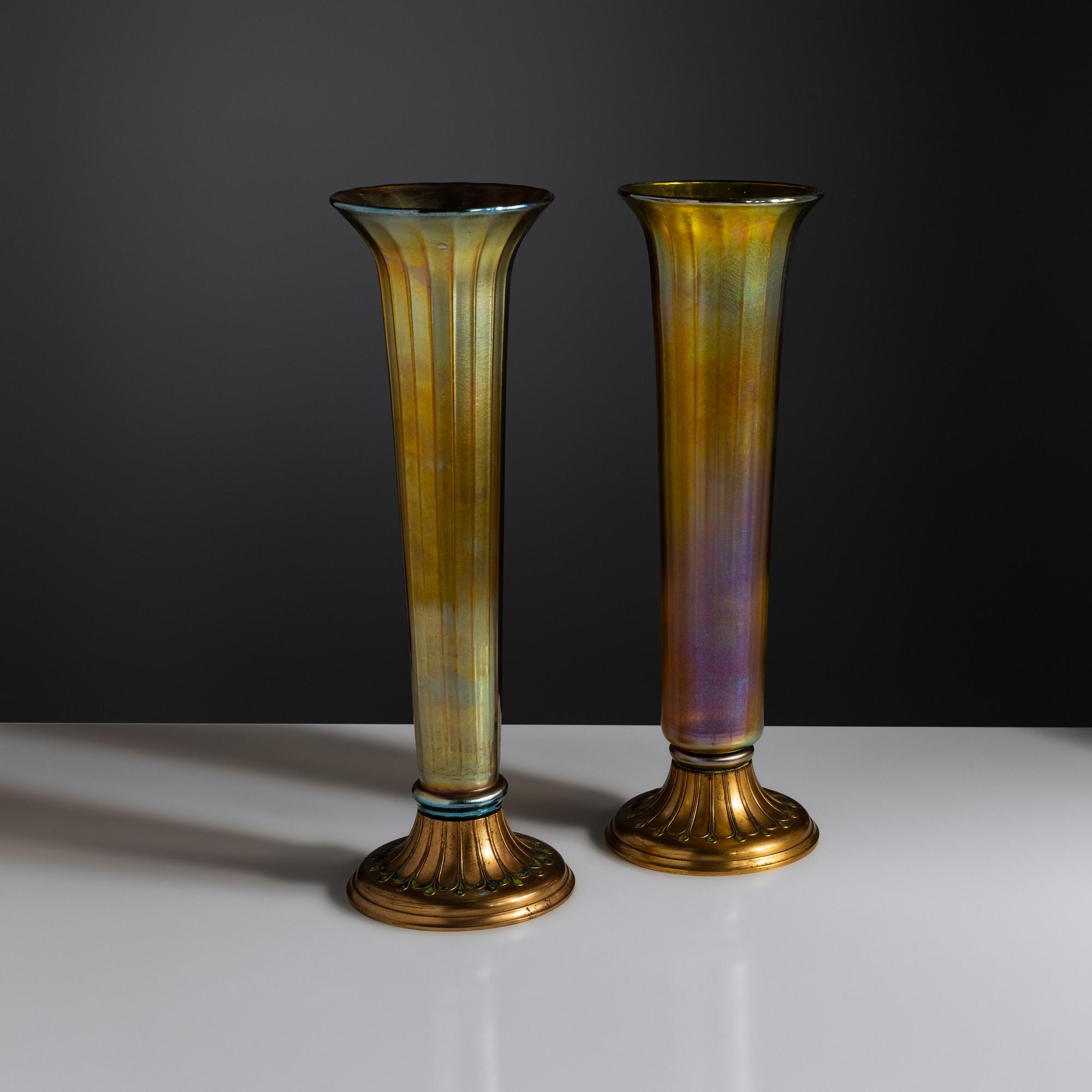 Pair of Trumpet vases, c. 1925 USA
